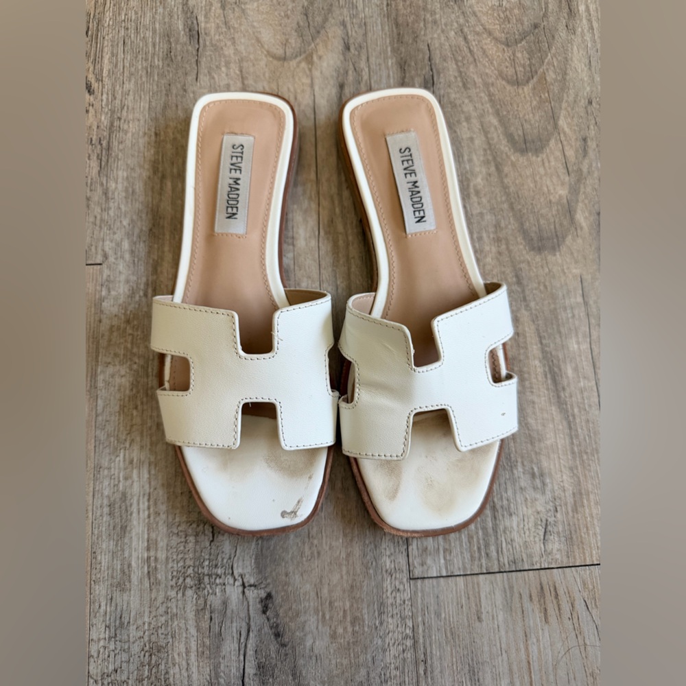 Steve Madden Cream Slide Sandals
